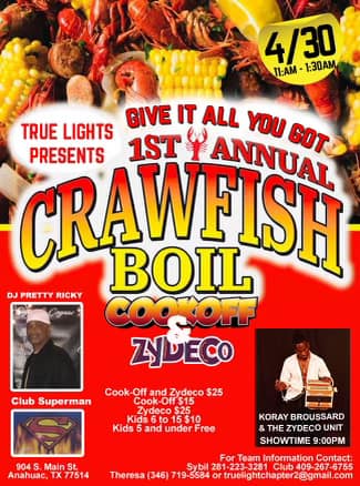 True Lights 1st Annual Crawfish Boil Cookoff & Zydeco