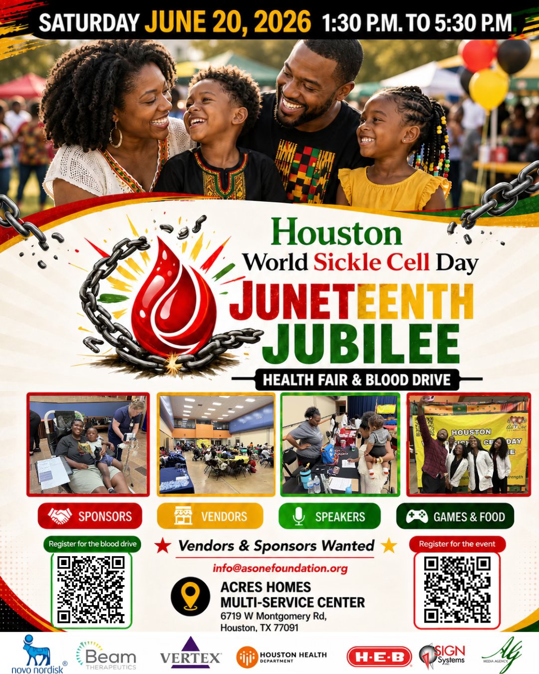 2026 Houston World Sickle Cell Day Juneteenth Jubilee Health Fair & Blood Drive