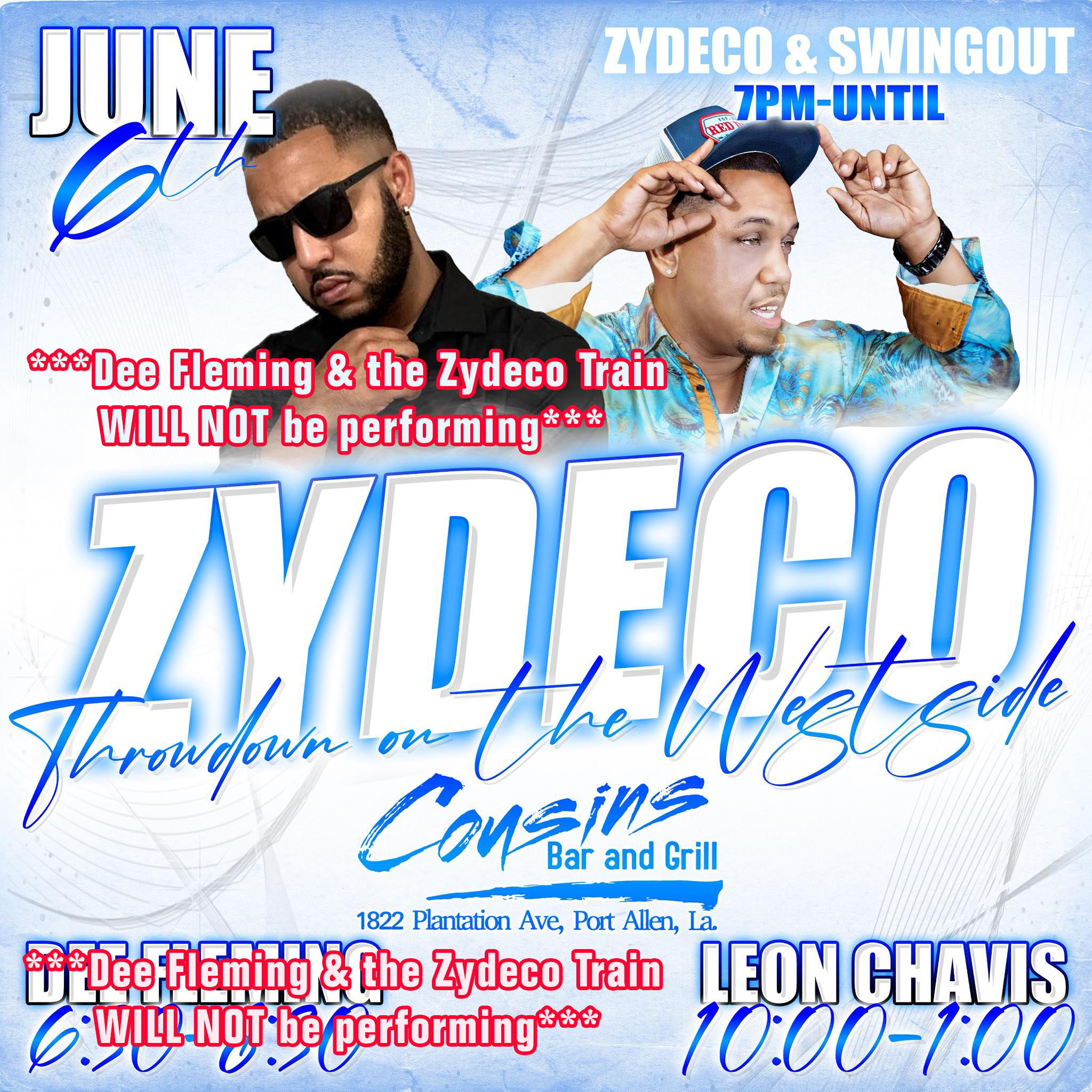 Cousin's Bar Presents: Zydeco Throwdown on the Westside
