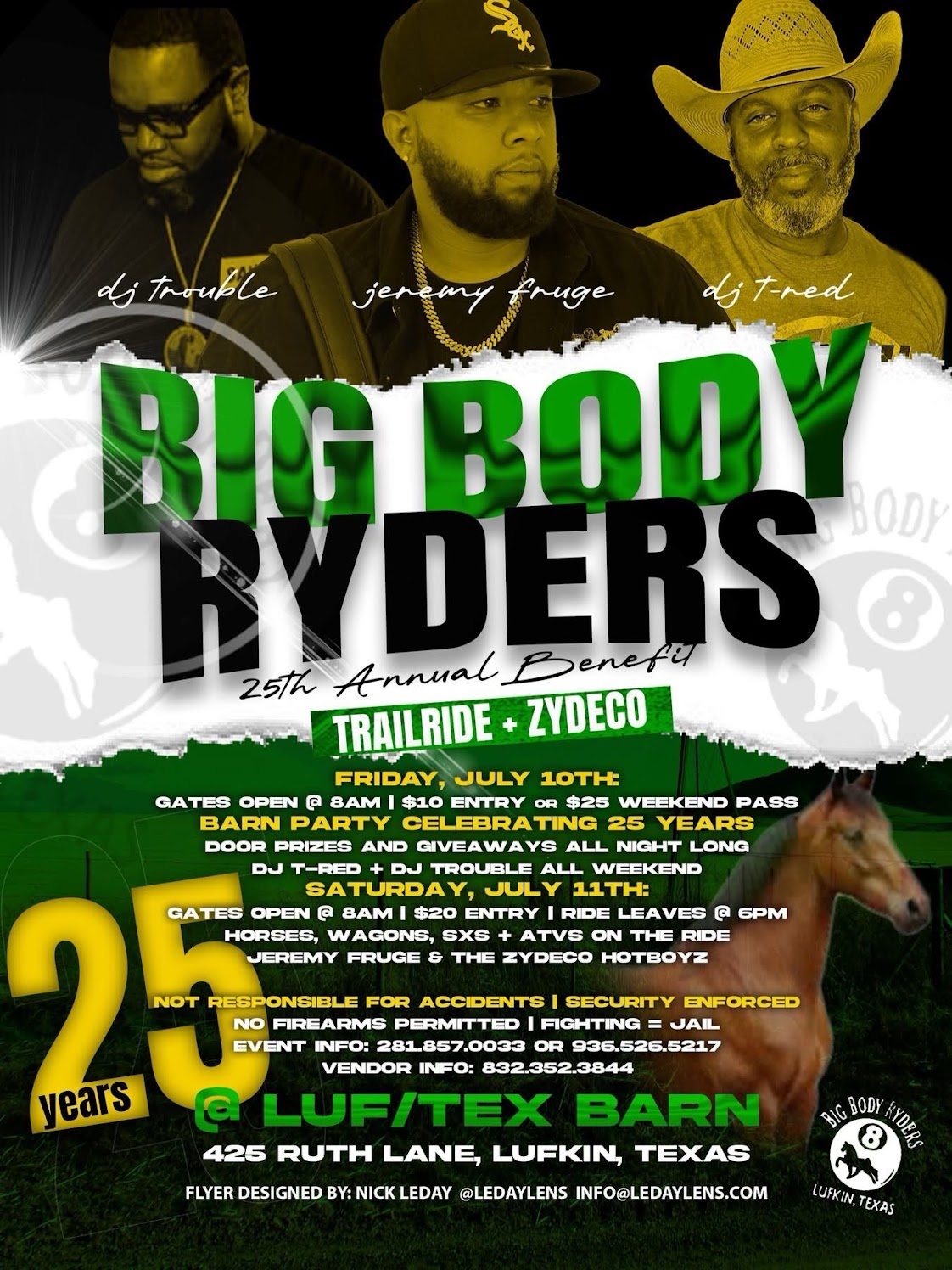 25th Annual Big Body Ryders Benefit Trailride & Zydeco