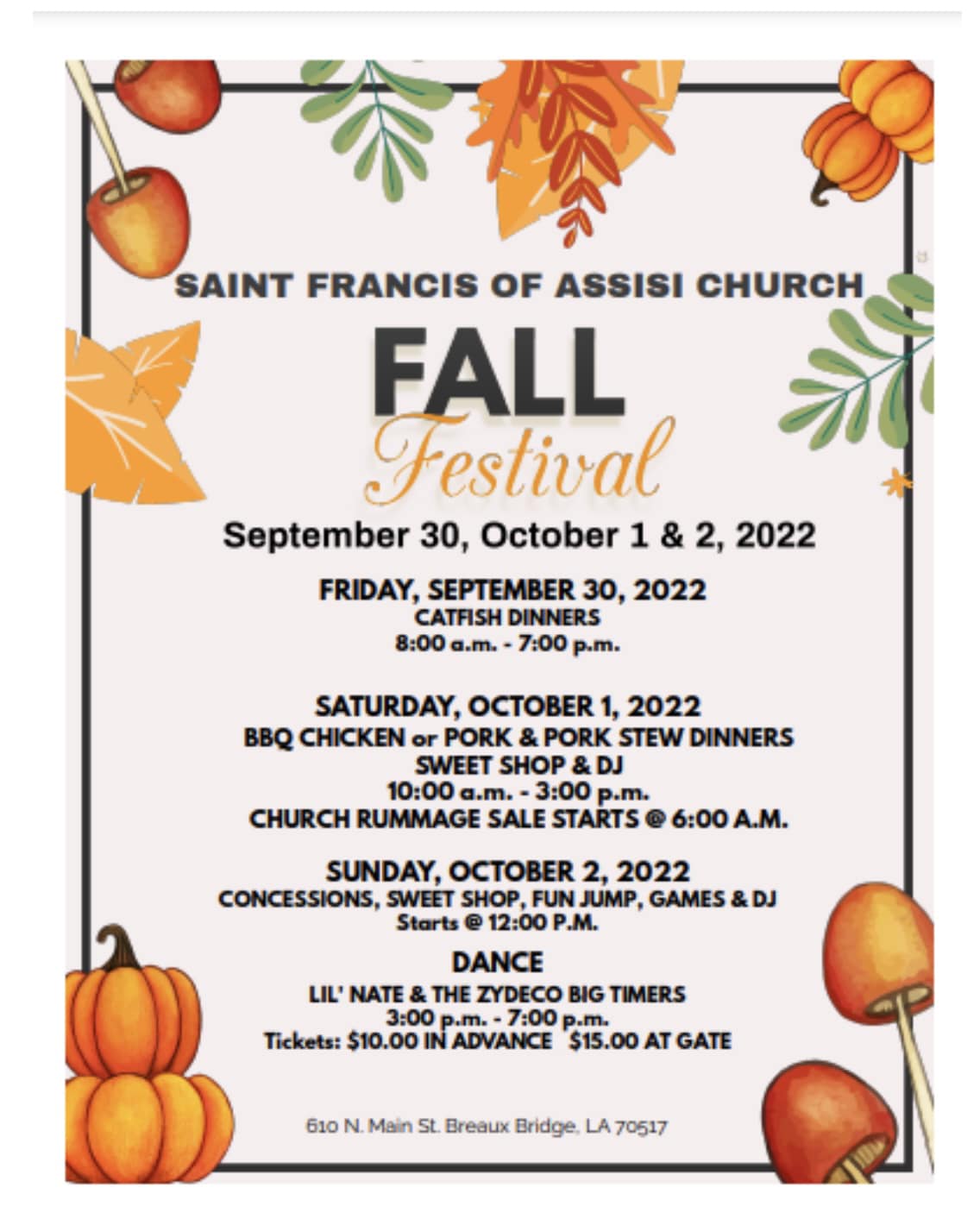 2022 St. Francis of Assisi Fall Festival