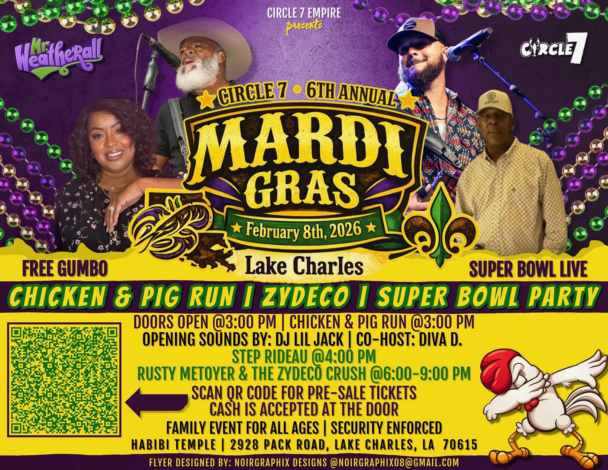 Circle 7 6th Annual Mardi Gras, Chicken & Pig Run, & Zyde