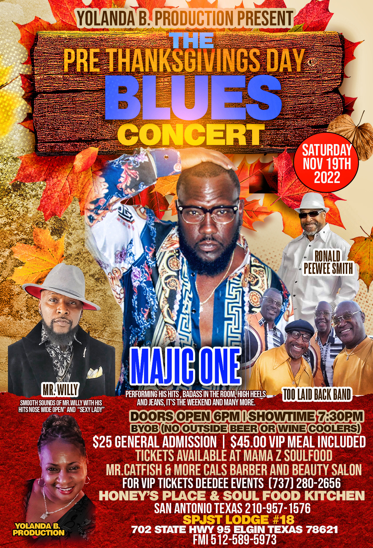 Yolanda B Productions Presents: The Pre Thanksgiving Blues Concert