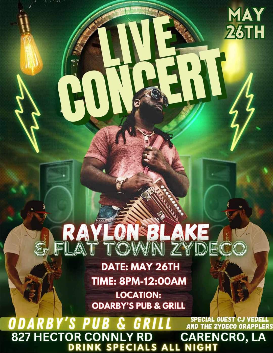 Raylon Blake & Flat Town Zydeco - LIVE @ O'Darby's
