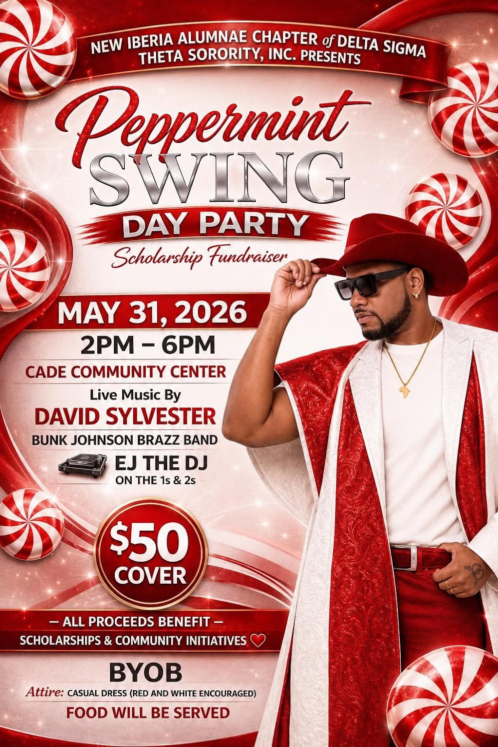 Delta Sigma Theta New Iberia Alumni Presents: 2026 Pepperment Swing Day Party & Scholarship Fundraiser