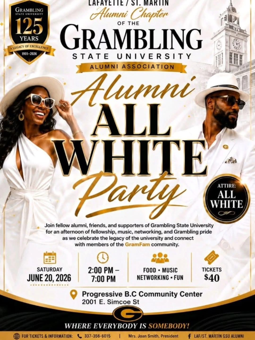 2026 Grambling State University Alumni Association All White Attire Party